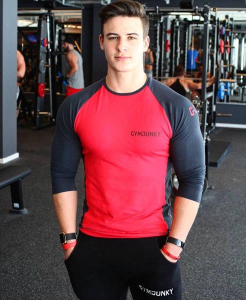 

muscle fitness brothers crew neck осень хлопок смешанные цвета спорт повседневный открытый men's с длинными рукавами футболки, Black;blue