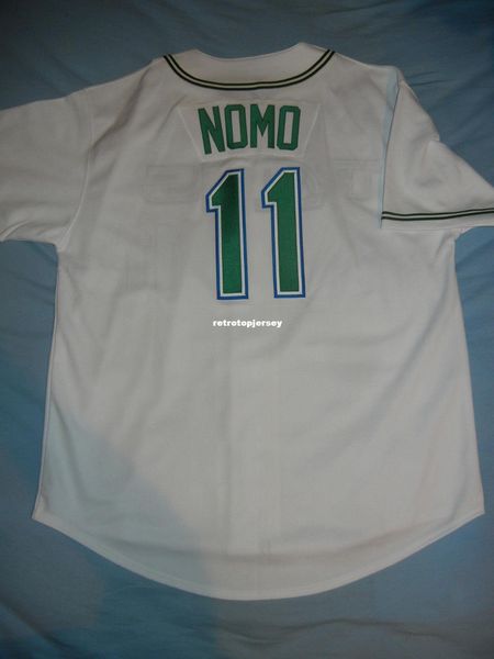 

retro #11 hideo nomo russell athletic tampa bay devil jersey white mens stitched baseball jerseys, Black;blue
