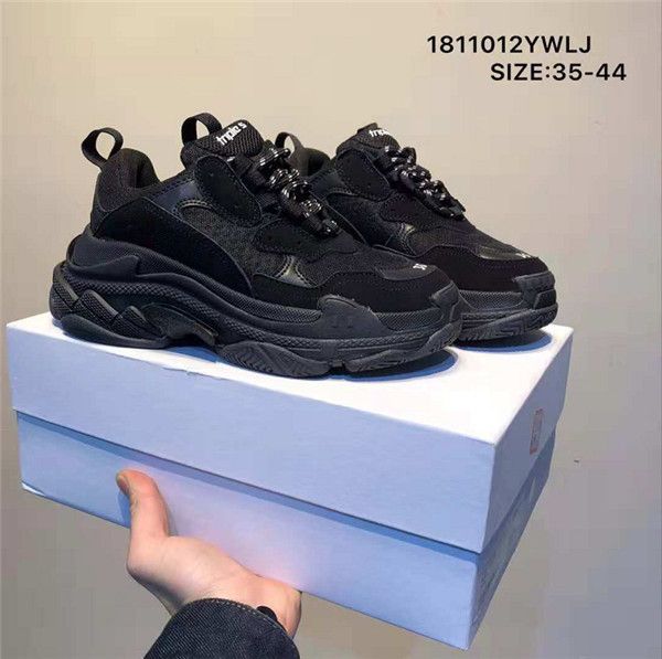 

triple s 17fw sneaker designer shoes old dad combination soles men women fashion casual shoes high size 36-44, Black