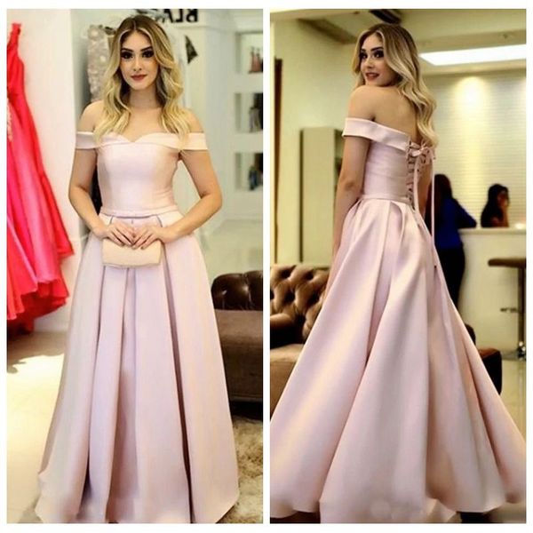 

off-the-shoulder cap sleeve satin pink prom dresses a-line pleated skirt nordstrom party dresses corset low back long dresses for formal, Black