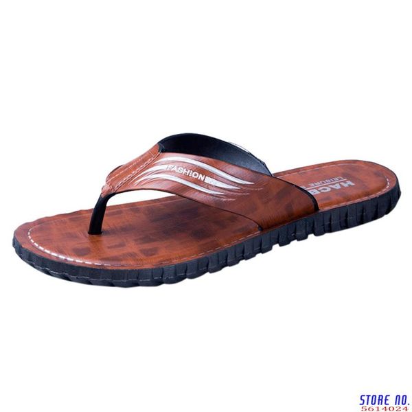 

men fashion summer pu flip flops beach soft bottom solid shoes wild comfortable outdoor slip-on flat platform slippers, Black