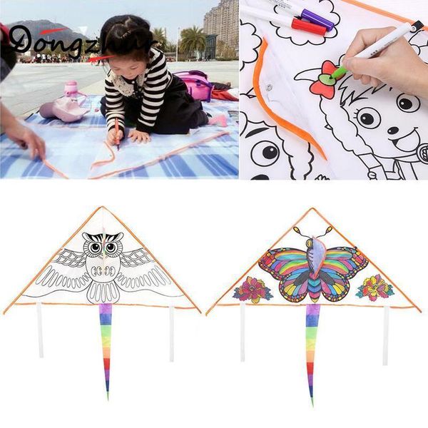 

10 pcs outdoor fun sports children diy kids kites wholesale with handle and line good flying high altitude
