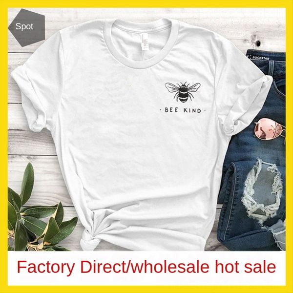 

women's bee kind letter casual loose round collar short sleeve t-shirt women's bee kind letter casual loose round collar short sle, White