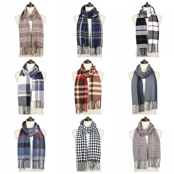 

tassel 33*195cm women men shawl winter grid scarves lattice neck wraps pashmina scarf plaid neckerchief warm girls 39colors ljja3018 unwcx, White;black