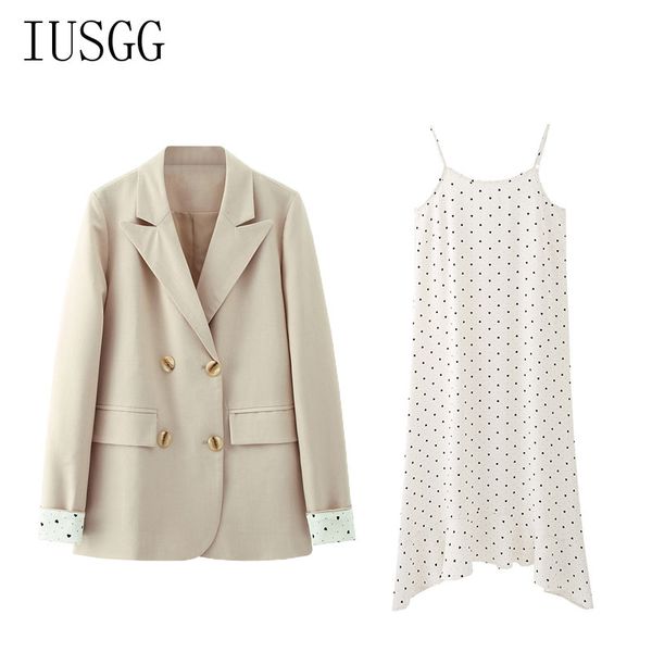 

work dresses plus size 5xl ladies dress suit long sleeve blazer set chic with sling streetwear loose elegant dot coa, White;black