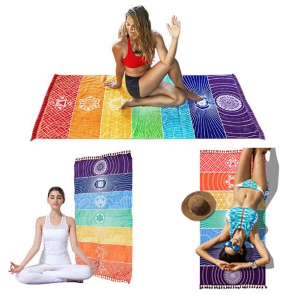 

Summer Wall Mandala Wall Tapestry Rainbow Stripes Grassland Yoga Beach Mat