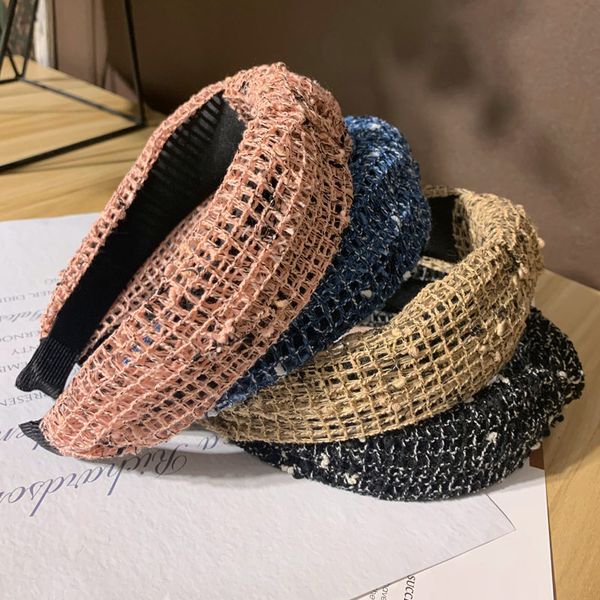 

hair accessories women's band retro solid color knitted knotted headband kink in the middle of high-grade non-slip