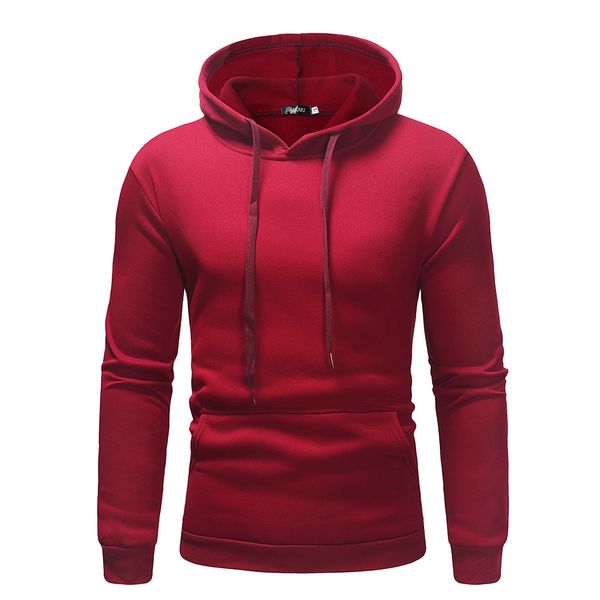 

autumn spring men sweatshirt hoodies men full standard regular hooded casual cotton solid hoodie size s-2xl, Black