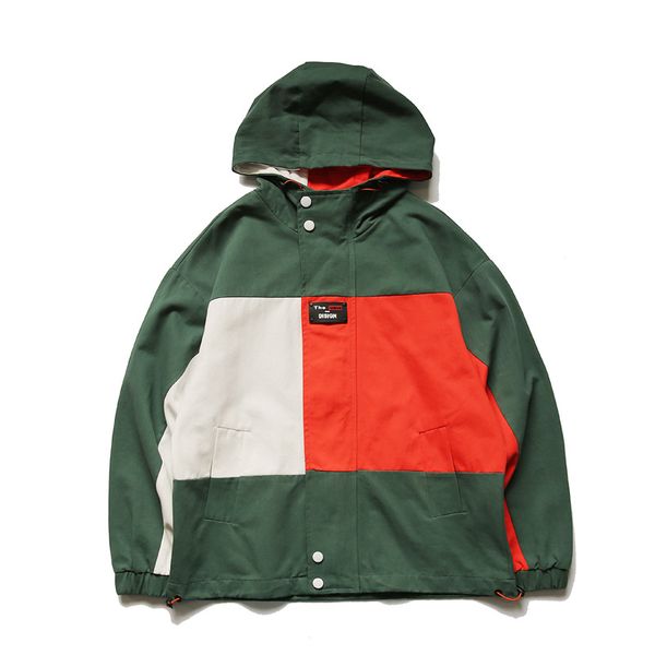 

color block patchwork hip hop jacket men hooded oversized streetwear jacket 2019 autumn outwear plus size m-5xl r2070, Black;brown