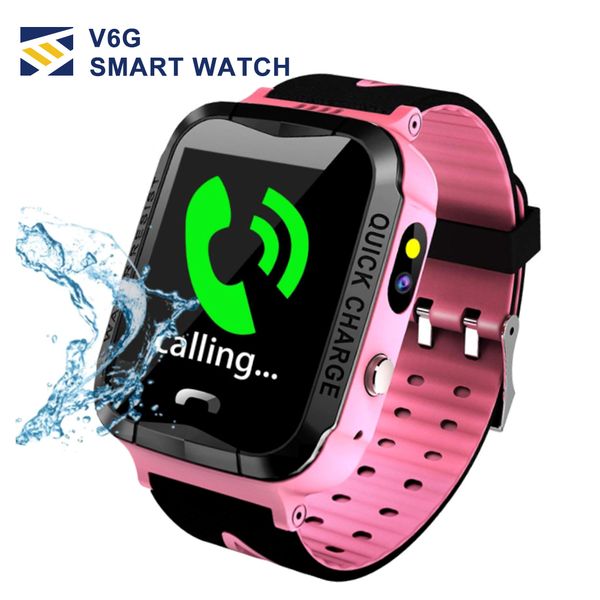 

v6g kids smart watch ip67 waterproof gps tracker sos call camera tracking mobile positioning smart watches for kid child