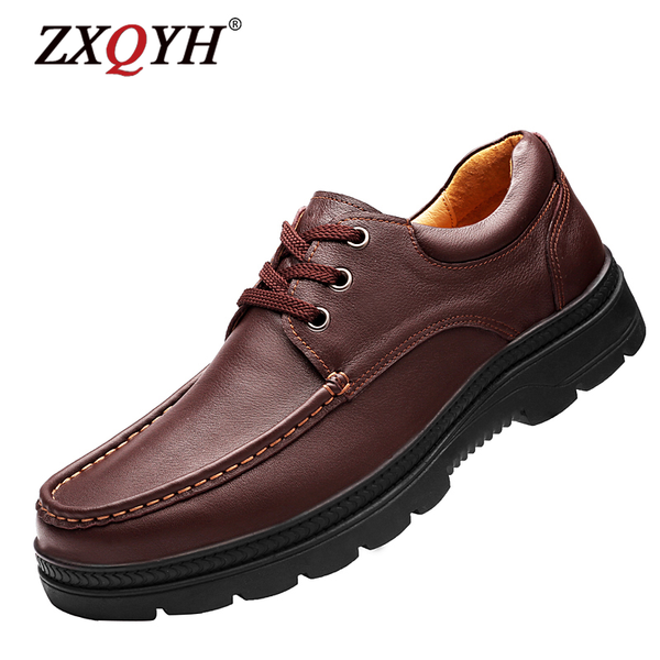 

genuine leather men shoes fashion casual slip on formal business wedding dress shoes cowhide loafers new big size, Black