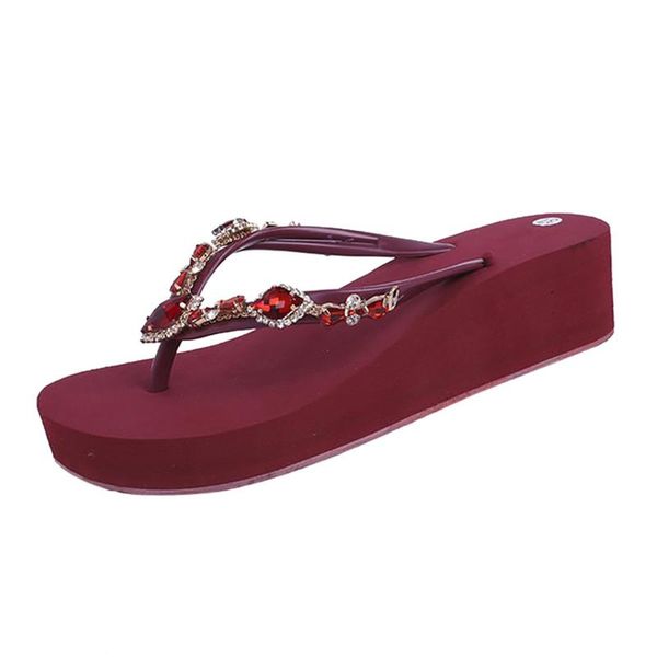 

sagace woman slippers for beach platform bohemian clip toe slippers platform wedge flip flops summer shoes woman flip flops, Black