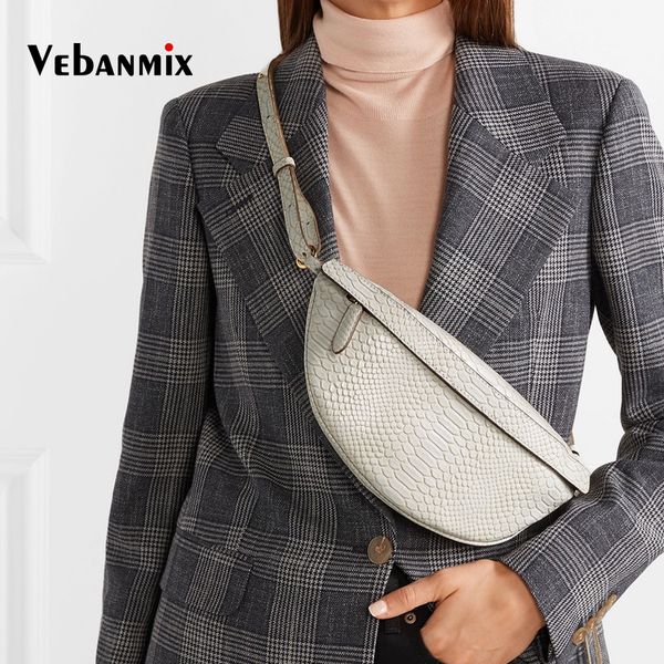 

2019 new leather fanny pack serpentine waist bags fashion snake skin waist belt bag female purse shouder handbag