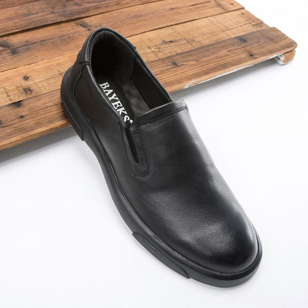 

плюс 47 48 мужчины натуральная кожа повседневная обувь круглый носок шнуровка плоские дышащие полнозернистые мужские износостойкие мокасины, Black