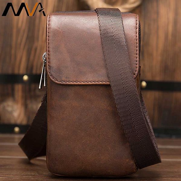 

mva men's bag belt men's shoulder bag genuine leather crossbody bags for men small messenger bags phone handbag sac a main