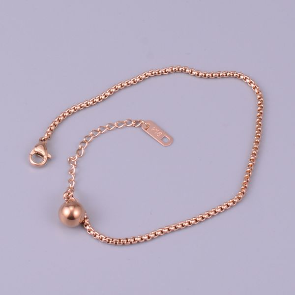 

new rose gold color stainless steel ball charm bracelets no fade popcorn chain woman armband accesorios mujer bracelet femme, Golden;silver