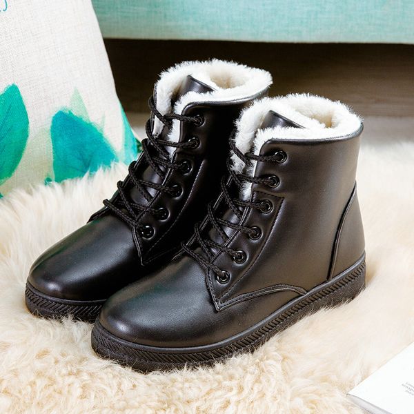 

boots 2021 fashion warm winter arrival women ankle shoes fur plush insole woman, Black