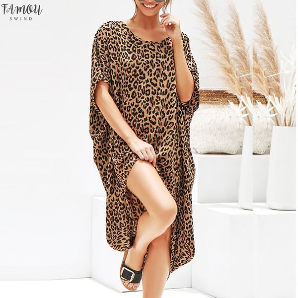 

мода лето открытого leopard короткой мини платье нерегулярного с короткого рукавом свободного повседневных платьев партии женщин платье пляж, Black;gray