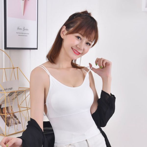 

women camisole backless cross beauty back wrapped chest stretch solid color wire camisole underwear, Black;white