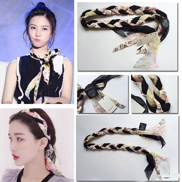 2020 New Silk Cross Braided Headband Scarf For Women Floral