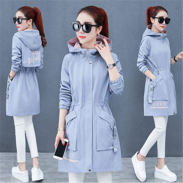 

tang 2019 new spring autumn women's coat casual long-sleeved jacket casual long windbreaker coats girls outerwear, Tan;black