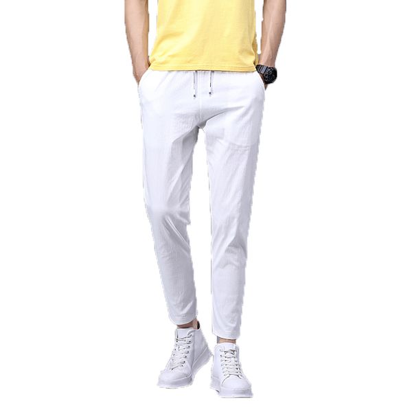 

2019 men's summer casual pants men ankle-length trousers small feet jogging pants drawstring beam male hip hop sweatpants, Black