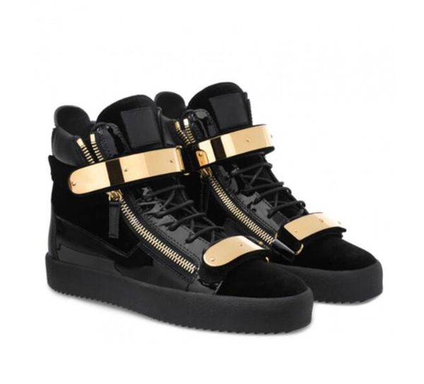 

chaussures homme men high -sneakers gold metal embellished flats patchwork lace up casual trainers shoes man ing, Black