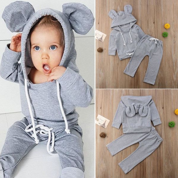 

autumn baby clothes new toddler tracksuits children boys girl clothing suits solid baby cotton hoodies pants 2pcs spring, White