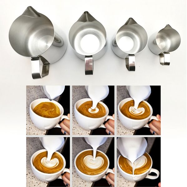 

1pc milk coffee foam playing milk cup stainless steel flower cup garland cylinder cup fancy coffee tools