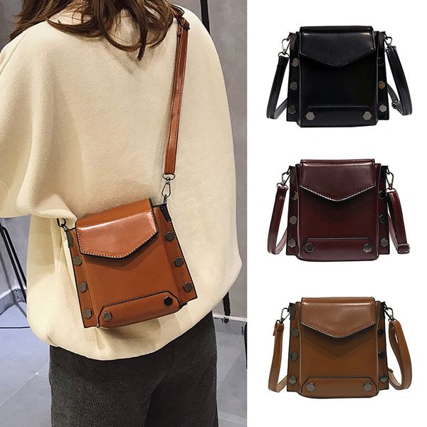 

2019 new fashion vintage korean style rivet crossbody single shoulder bag with chain for travel shopping bs88