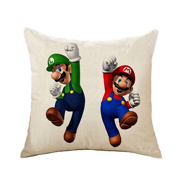

cartoon super mario bros cushion cover 45*45cm cotton linen pillow case pillow cover car sofa home decoration supplies