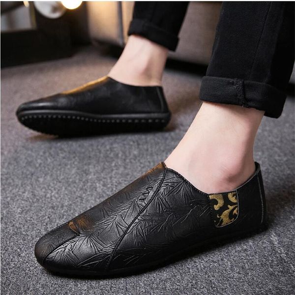 

spring men's peas shoes trend canvas shoes england tide lazy casual men's, Black