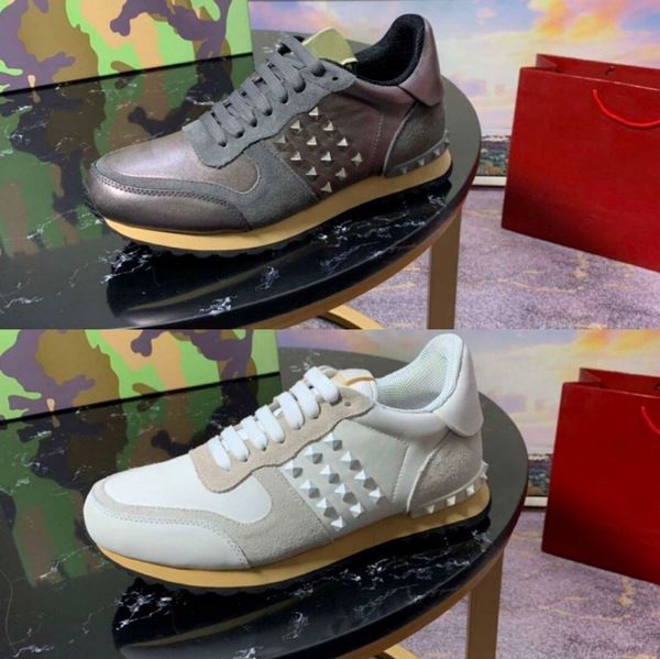 

luxury designer men genuine leather quailty camouflage rivets week catwalk couple casual shoes flat sneakers size 38-45, Black