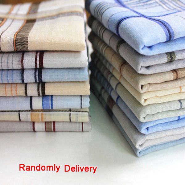 

10pcs/lot striped plaid men's party handkerchief 40*40cm cotton fabric hanky wendding handkerchiefs christmas male pocket square, Blue;purple