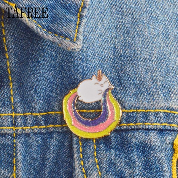 

2020 coloured unicorn lapel pins colorful enamel alloy unicorn badge rainbow aniaml brooch pins up jewelry, Gray