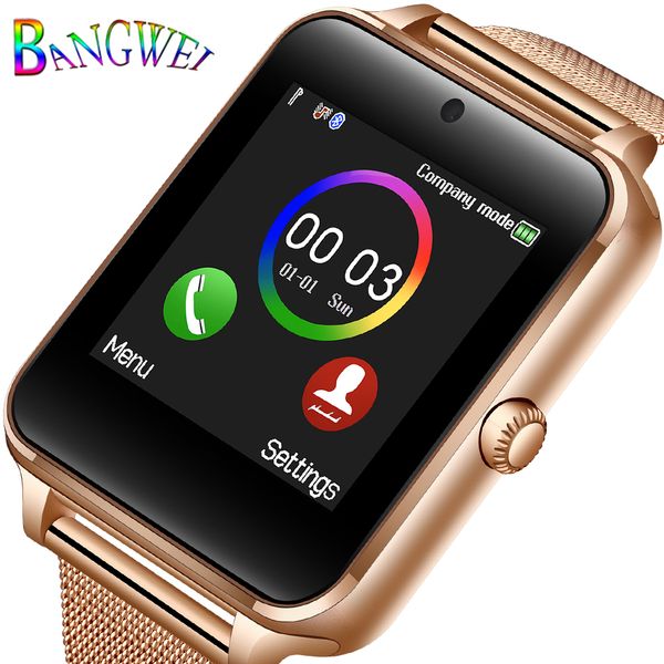 

bangwei 2019 new smart watch for men and women sports smart watch sleep monitoring pedometer connected to, Slivery;brown