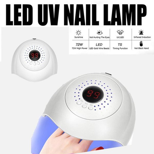

36w uv led nail polish glue lamp 50000 hours 100-240v, 50-60hz nail art usb interface gels casual dryer, Silver