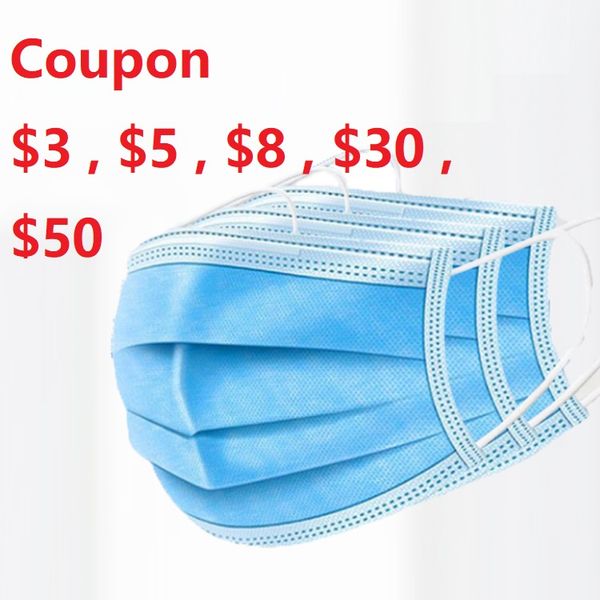 

$30 $50+ coupon 3 ply disposable face mask non-woven facemask 3ply face masks disposable bfe95% marks face shield facemasks earloop