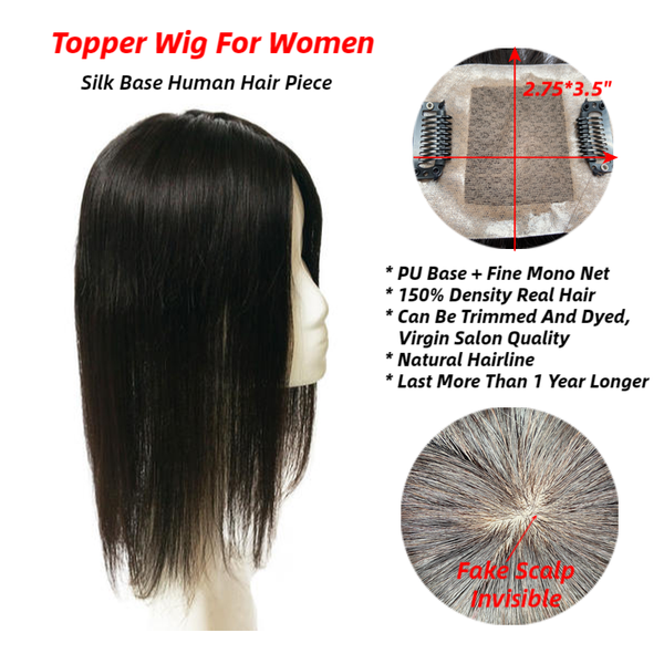 

hair pieces neitsi silk clip on er pu + fine mono net natural black remy human toupee for women salon virgin quality, Black;brown