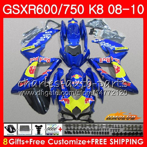 

Bodys Новый синий красный Для SUZUKI GSXR 600 750 GSX R750 R600 GSXR600 08 09 10 9HC.75 GSX-R750 GSXR-600 K8 GSXR750 2008 2009 20