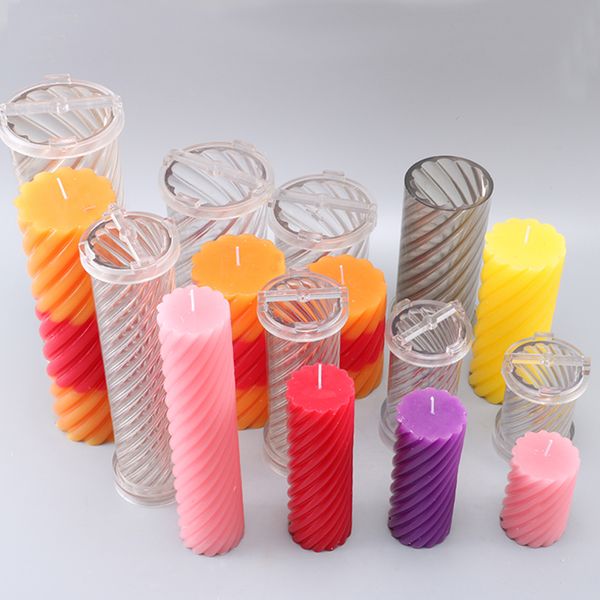 

eight size diy handmade cylindrical candle molds spiral shape candle end product diy candle moulds for bedroom decoration lz30