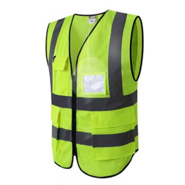 

high visibility reflective safety protective vest work security pockets zip reflective sports vest, Black;red
