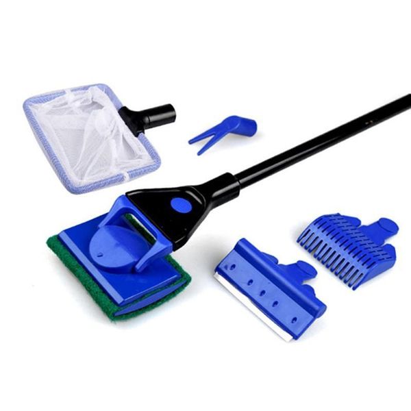 Tanque do aquário completa Limpo Set Fish Net Gravel Rake Algas raspador Fork Sponge Escova de vidro do aquário Cleaner Ferramenta Kit 20PCS