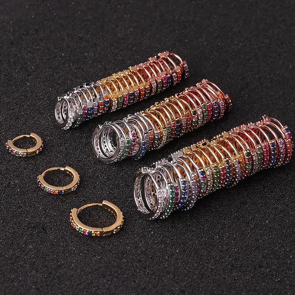 

6 8 10mm colorful zircon rose gold silver cartilage nose ear clip body jewelry earring piercing jewelry for women ladies, Golden;silver