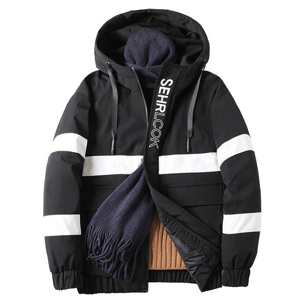 

winter man hooded coat safari style printing patchwork men's coats black gray purple m-4xl winter clothes men