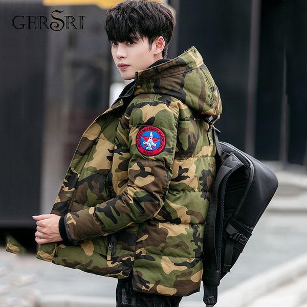 

gersri new camouflage jackets men winter snowcoat warm fashion parka coat brand thick cotton-padded jacket for male, Tan;black