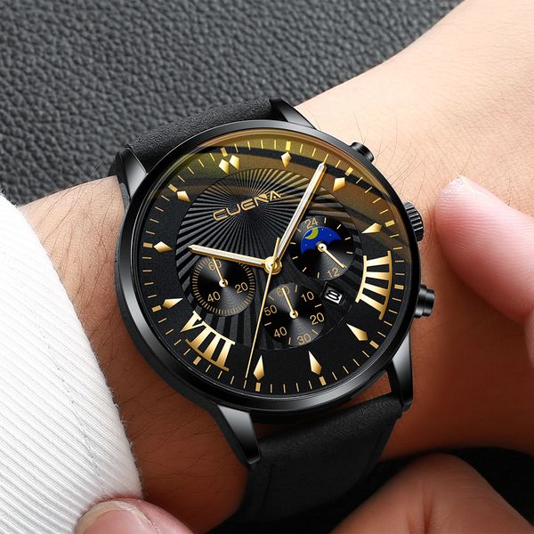 

2019 men watch for men business watch calendar men's quartz dress wristwatch mens zegarki meskie uhren herren saat, Slivery;brown
