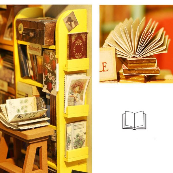 

книжный магазин 3d diy деревянные украшения кукольный дом творческий подарок сэма с led light аксессуары для детей игрушки