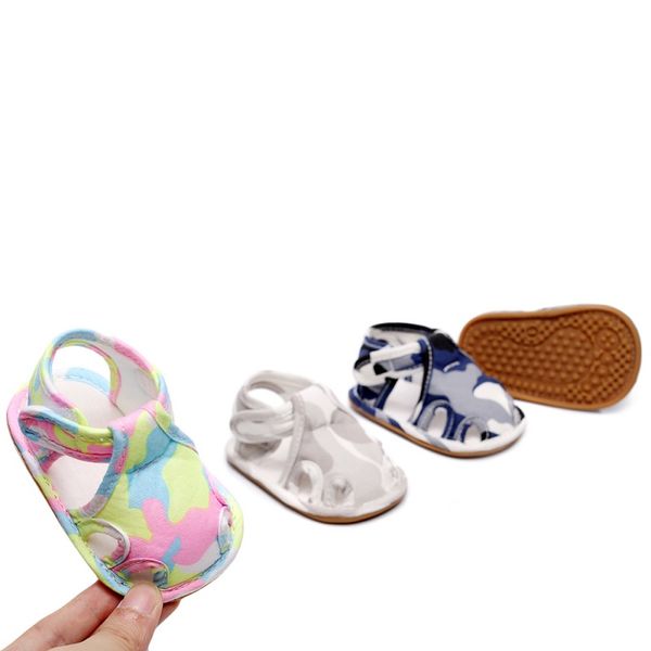 

new summer infant camouflage colorblock sandals baby hollow anti-slip rubber sole toddler shoes babe beach shoes, Black;red