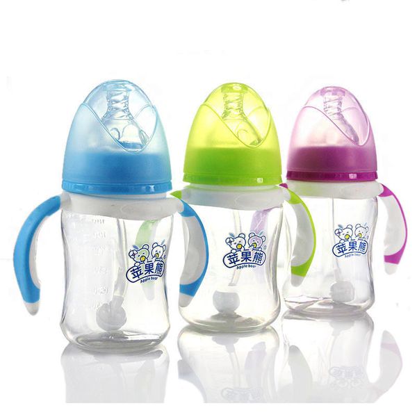 

280ml multifunction baby water cup large capacity learn drinking straw infant milk feeding nipple bottle